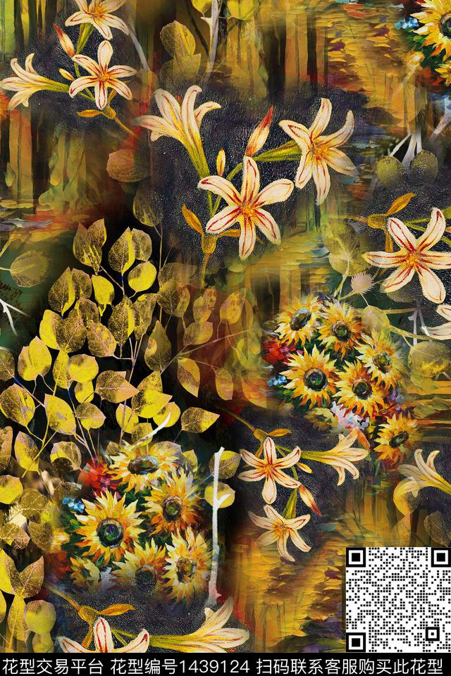 女装花卉满版散花数码印花花型下载（图片编号: 1439124） - 瓦栏（Walan）