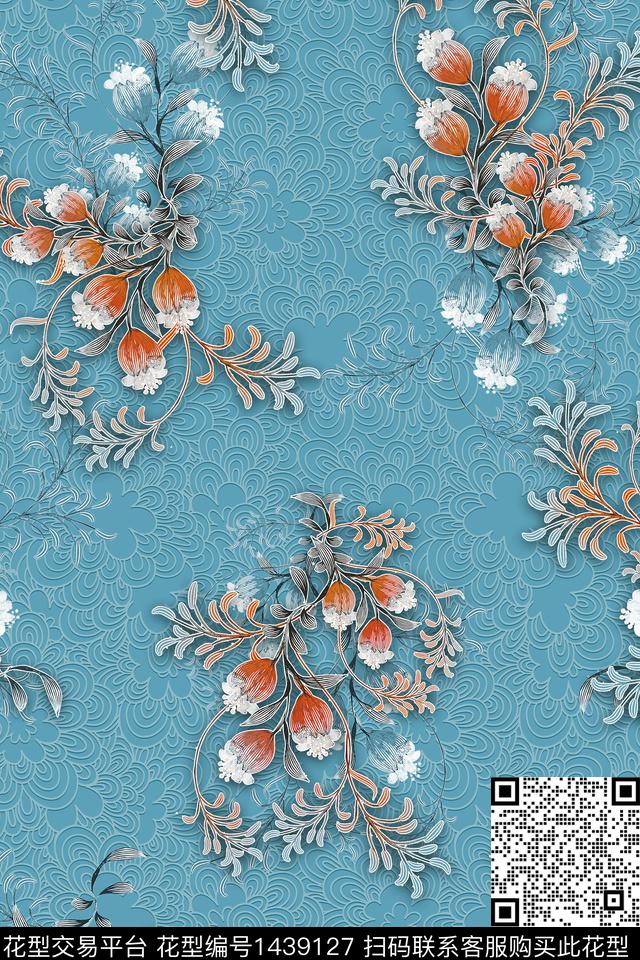 包金女装简易数码印花花型下载（图片编号: 1439127） - 瓦栏（Walan）