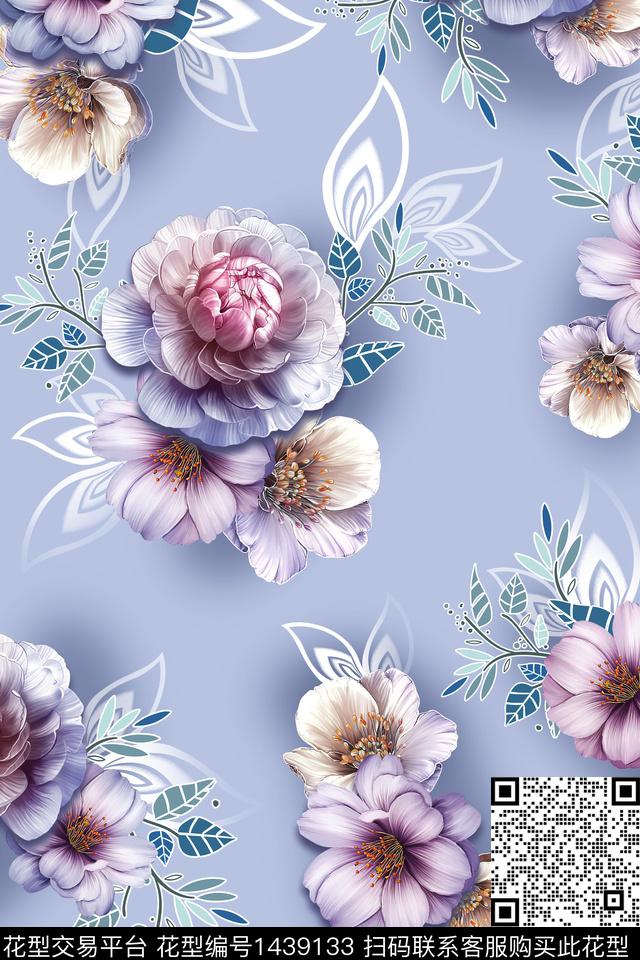 纸印花女装花卉数码印花花型下载（图片编号: 1439133） - 瓦栏（Walan）