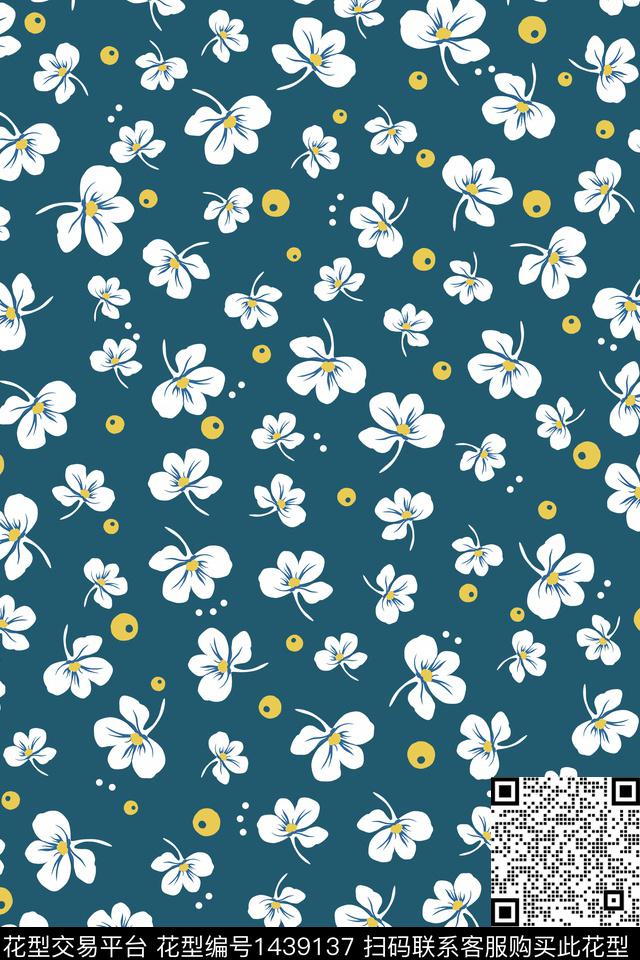 包金女装满版散花数码印花花型下载（图片编号: 1439137） - 瓦栏（Walan）