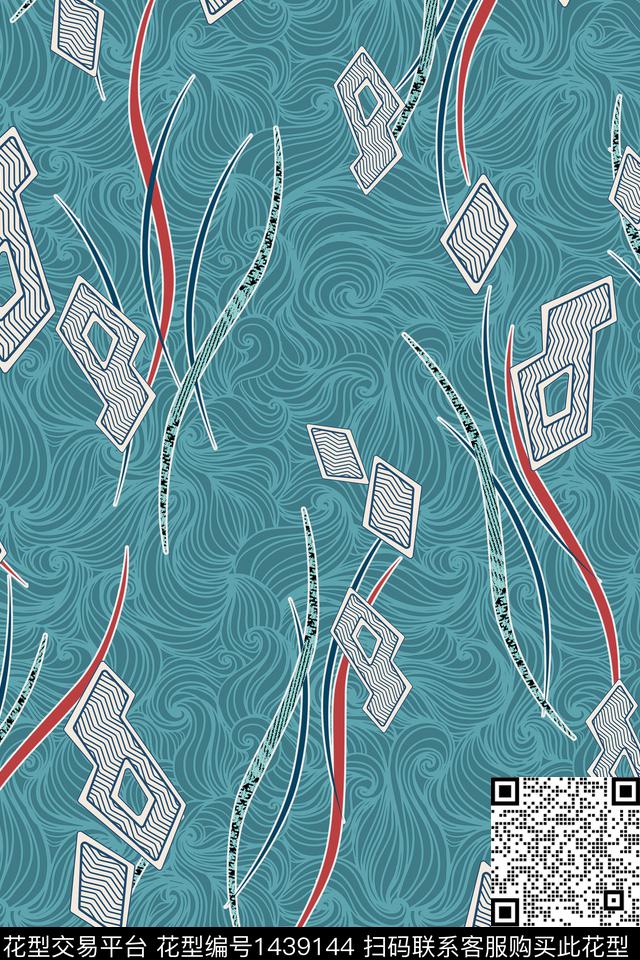 线条包金女装数码印花花型下载（图片编号: 1439144） - 瓦栏（Walan）