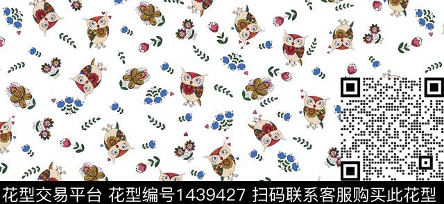 guan867 二方连续.jpg - 1439427 - 花卉 抽象 猫头鹰 - 传统印花花型 － 女装花型设计 － 瓦栏