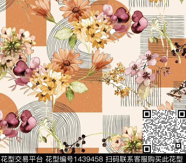 20210801.jpg - 1439458 - 数码花型 几何 花卉 - 数码印花花型 － 女装花型设计 － 瓦栏