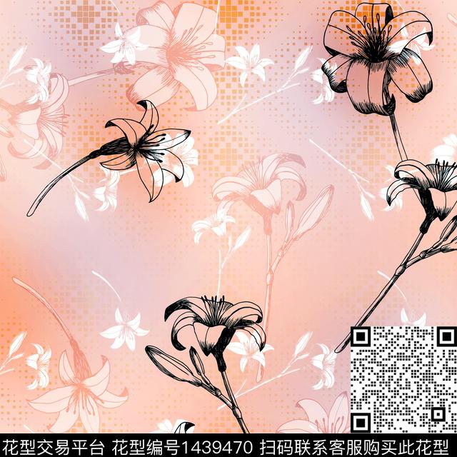 Y-02107-12-5.jpg - 1439470 - 撞色 时尚 数码花型 - 数码印花花型 － 女装花型设计 － 瓦栏