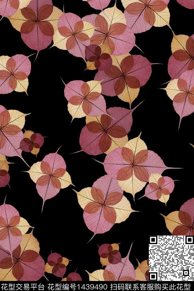 花卉大牌风旗袍数码印花花型下载（图片编号: 1439490） - 瓦栏（Walan）