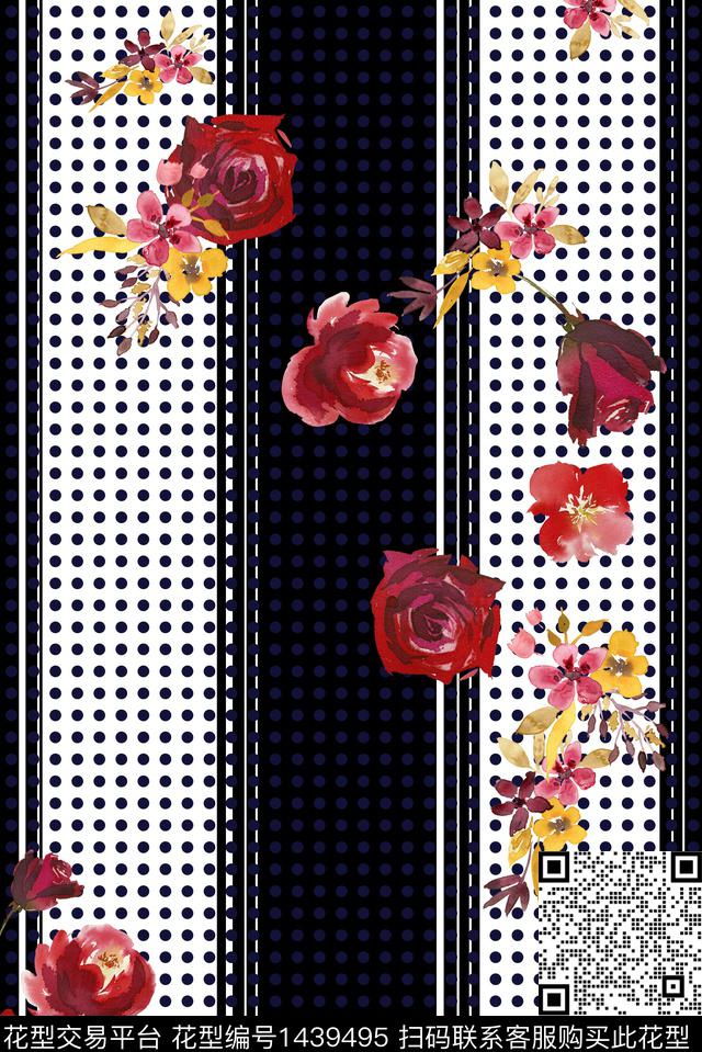 几何花卉大牌风数码印花花型下载（图片编号: 1439495） - 瓦栏（Walan）