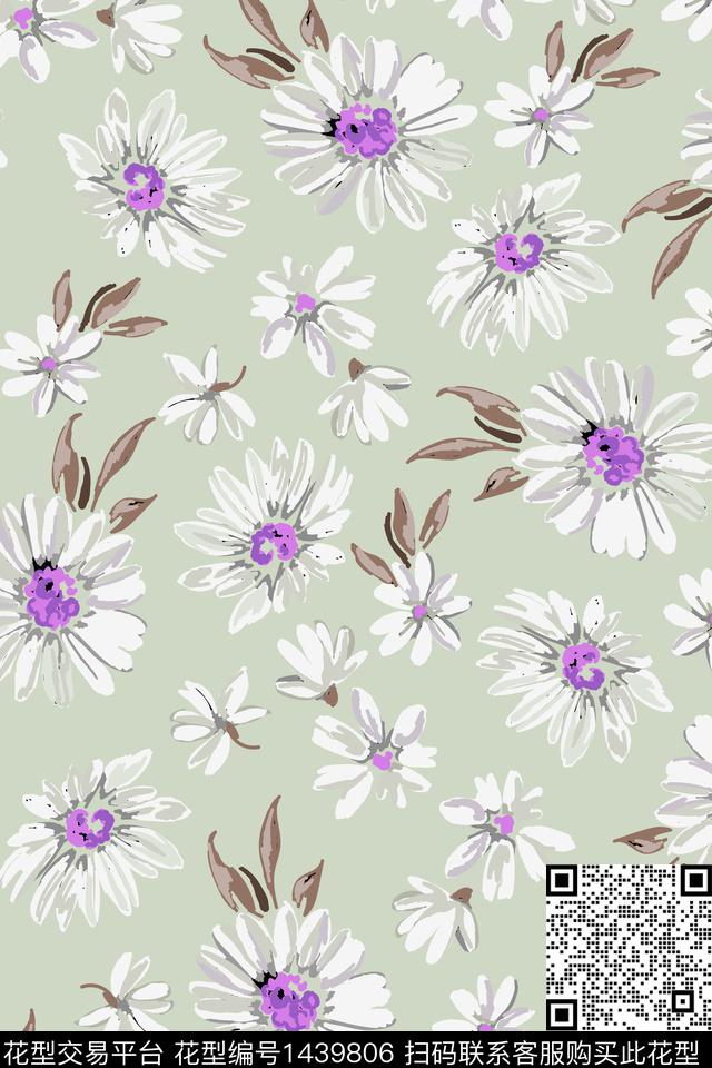 数码花型菊花花卉数码印花花型下载（图片编号: 1439806） - 瓦栏（Walan）
