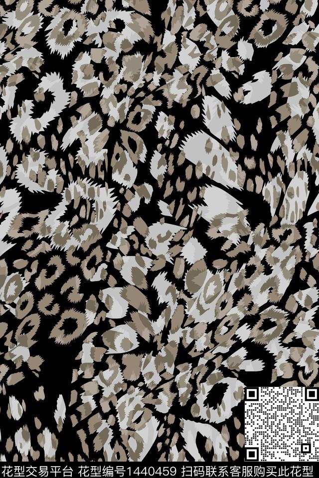 Z880.jpg - 1440459 - 黑底花卉 豹纹 动物纹 - 数码印花花型 － 男装花型设计 － 瓦栏