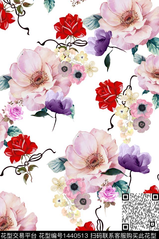 10.jpg - 1440513 - 数码花型 彩底花卉 几何 - 数码印花花型 － 女装花型设计 － 瓦栏