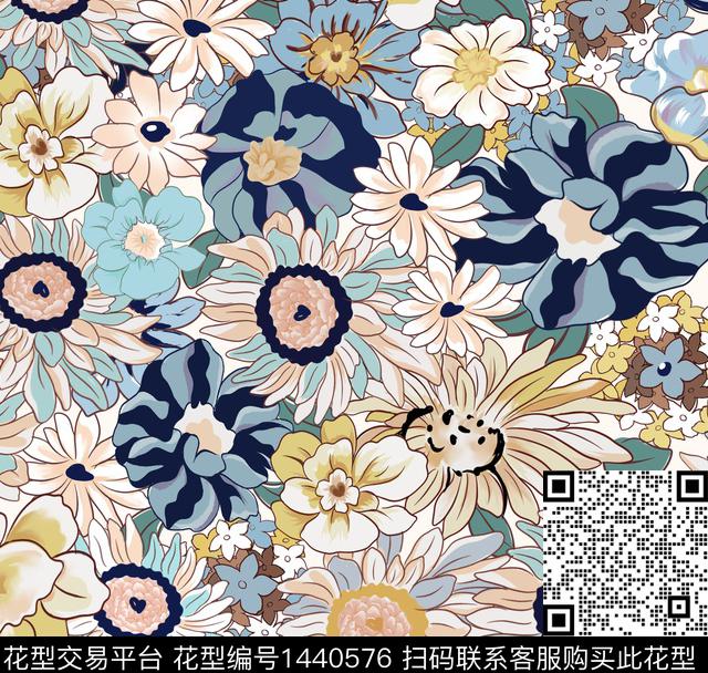 2021072201.jpg - 1440576 - 民族花卉 花卉 春夏花型 - 传统印花花型 － 女装花型设计 － 瓦栏