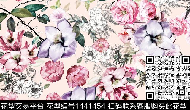 2021072602.jpg - 1441454 - 民族花卉 花卉 春夏花型 - 传统印花花型 － 女装花型设计 － 瓦栏
