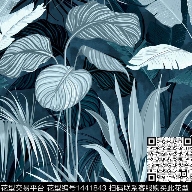 Showroom-tropical plants-jessie-1.jpg - 1441843 - 绿植树叶 数码花型 大牌风 - 数码印花花型 － 床品花型设计 － 瓦栏