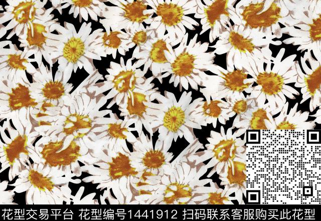传统纹样扎染花型花卉数码印花花型下载（图片编号: 1441912） - 瓦栏（Walan）