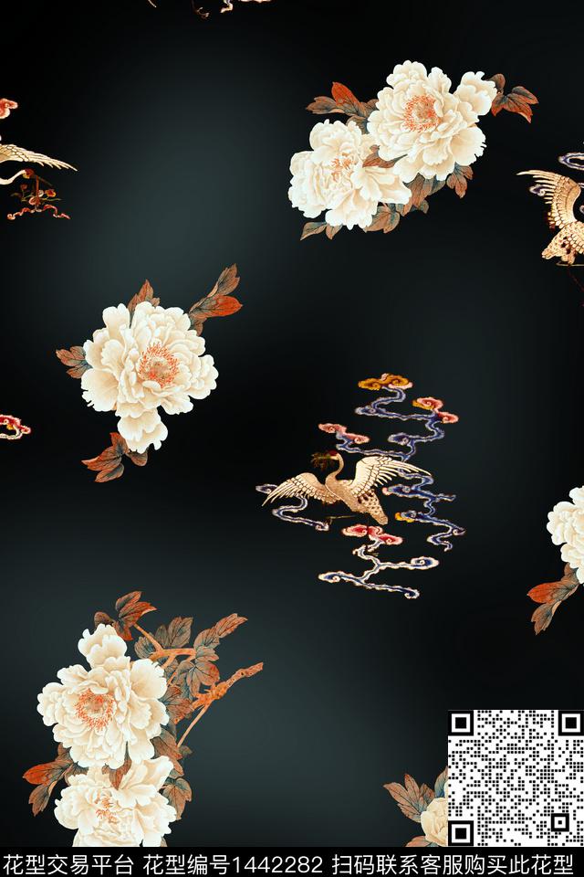 DG010743.jpg - 1442282 - 花鸟 水墨风 民族风 - 数码印花花型 － 女装花型设计 － 瓦栏