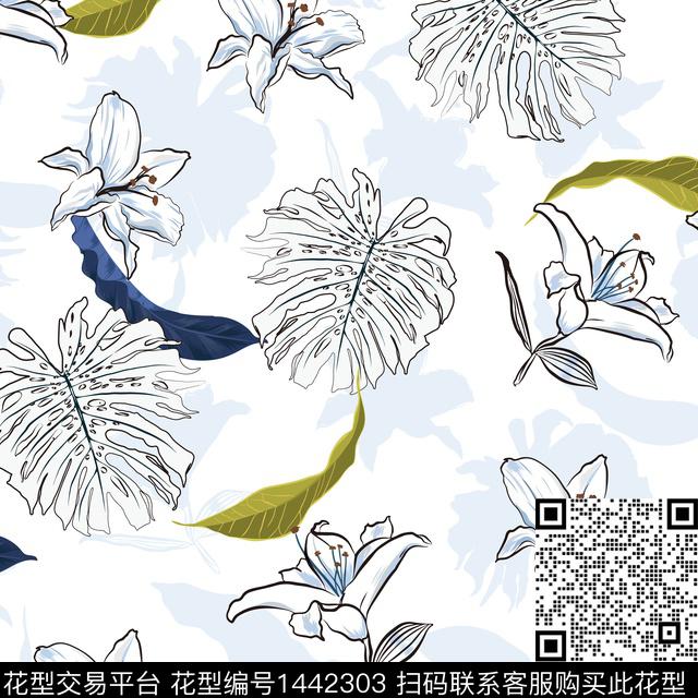 ZJY2021-07-27-01A-01.jpg - 1442303 - 几何 花卉 大牌风 - 传统印花花型 － 床品花型设计 － 瓦栏