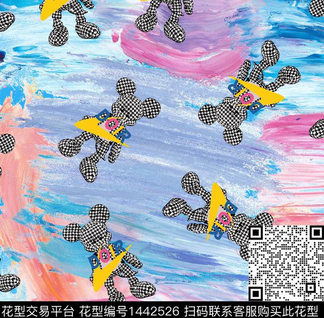 数码花型卡通人物扎染花型数码印花花型下载（图片编号: 1442526） - 瓦栏（Walan）