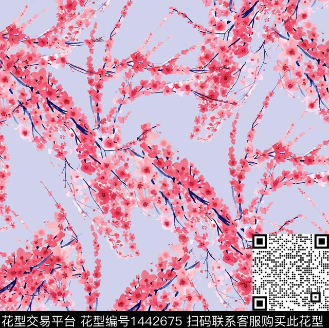 梅花大牌风清新风数码印花花型下载（图片编号: 1442675） - 瓦栏（Walan）