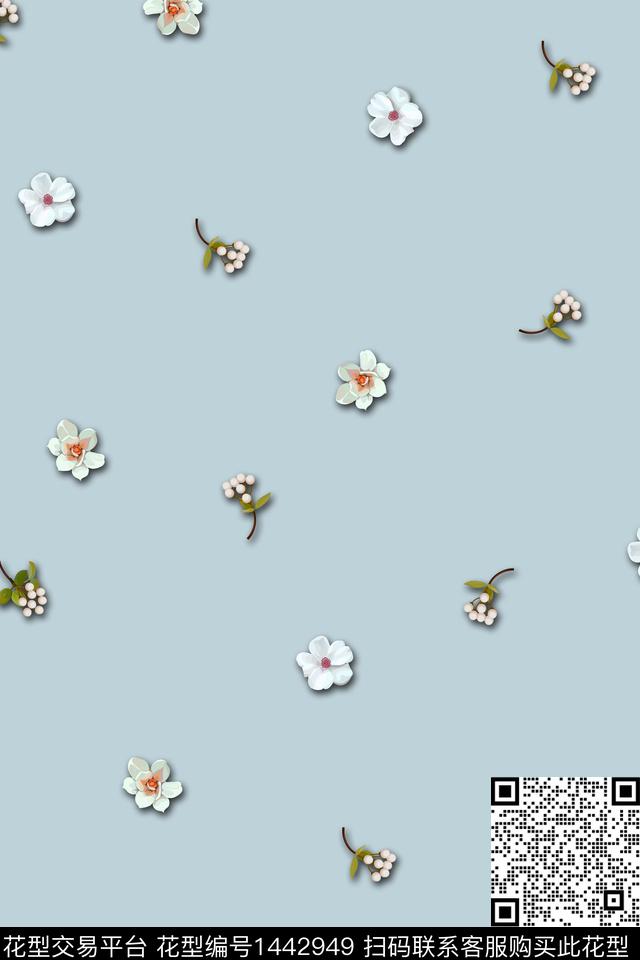 DG010803.jpg - 1442949 - 花卉 手绘花卉 小碎花 - 数码印花花型 － 女装花型设计 － 瓦栏
