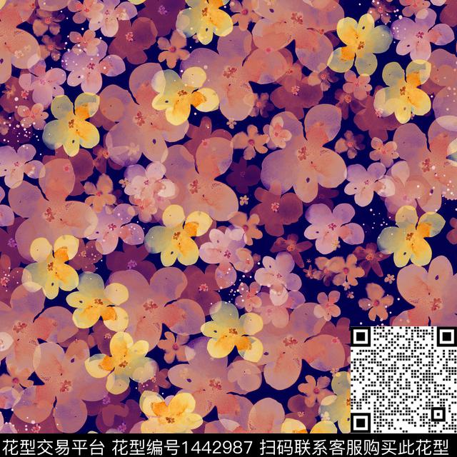 花卉满版散花小碎花数码印花花型下载（图片编号: 1442987） - 瓦栏（Walan）