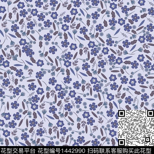 花卉满版散花传统花型数码印花花型下载（图片编号: 1442990） - 瓦栏（Walan）