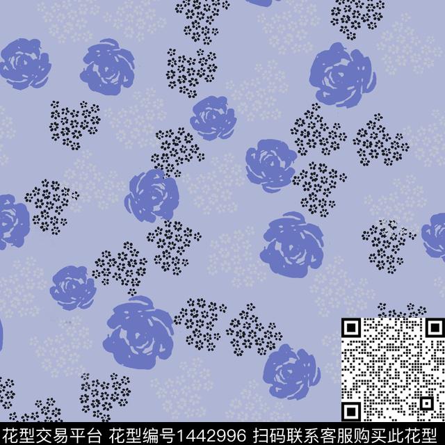 花卉满版散花传统花型数码印花花型下载（图片编号: 1442996） - 瓦栏（Walan）