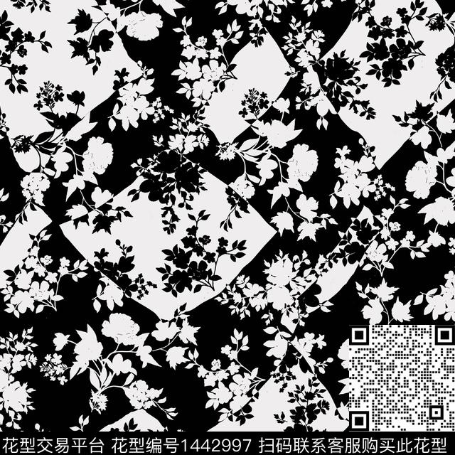 花卉满版散花传统花型数码印花花型下载（图片编号: 1442997） - 瓦栏（Walan）
