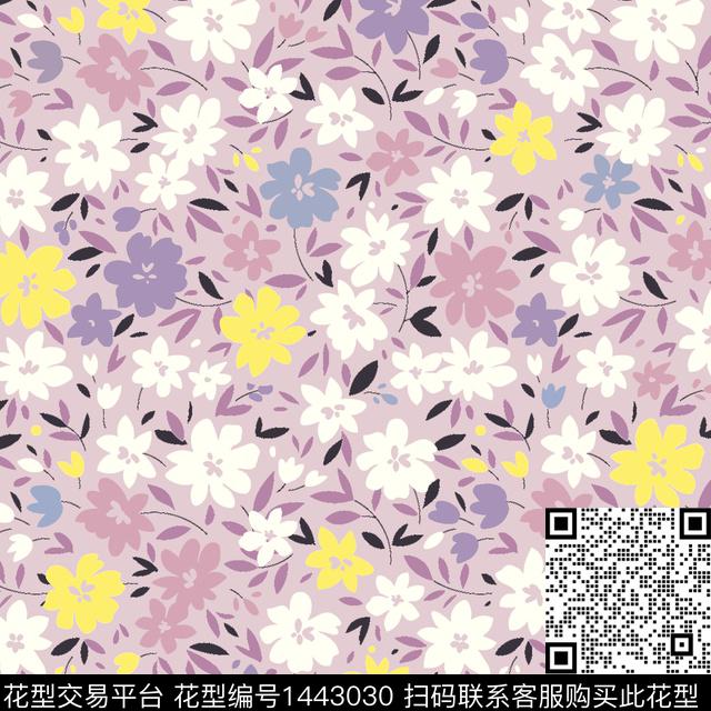 花卉满版散花传统花型数码印花花型下载（图片编号: 1443030） - 瓦栏（Walan）