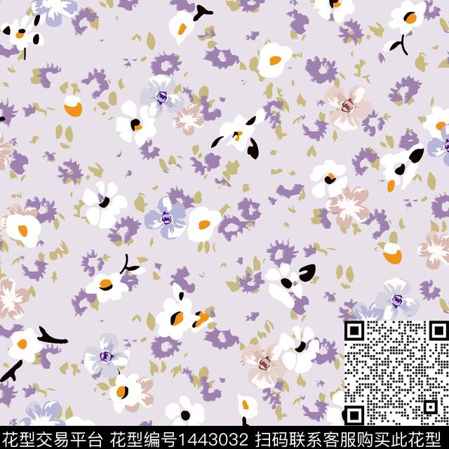 花卉满版散花传统花型数码印花花型下载（图片编号: 1443032） - 瓦栏（Walan）