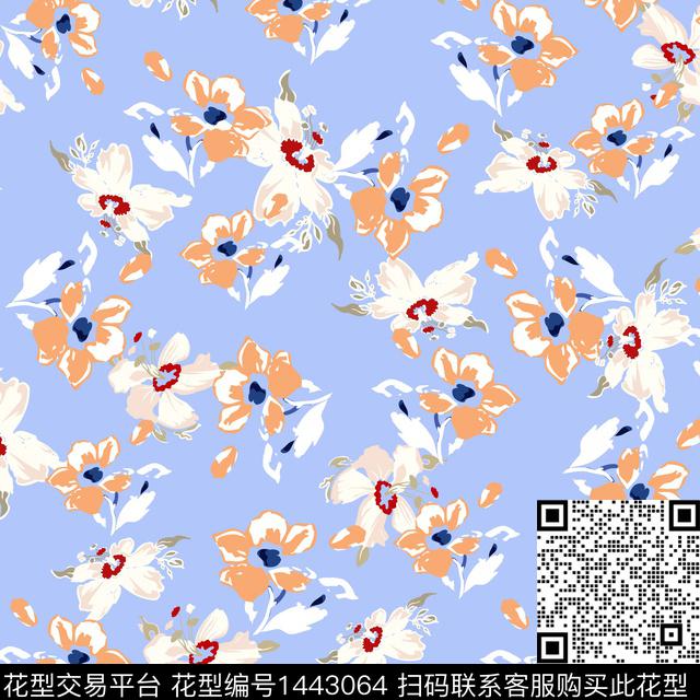 花卉满版散花小碎花传统印花花型下载（图片编号: 1443064） - 瓦栏（Walan）