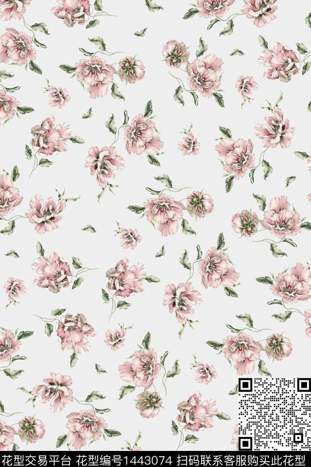 花卉满版散花小碎花传统印花花型下载（图片编号: 1443074） - 瓦栏（Walan）