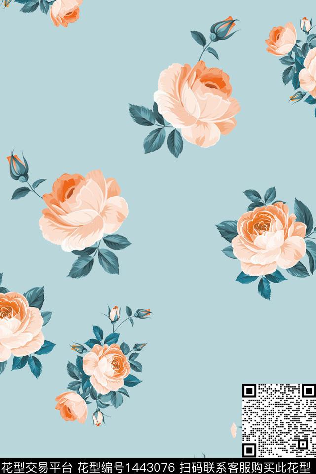 花卉满版散花小碎花传统印花花型下载（图片编号: 1443076） - 瓦栏（Walan）