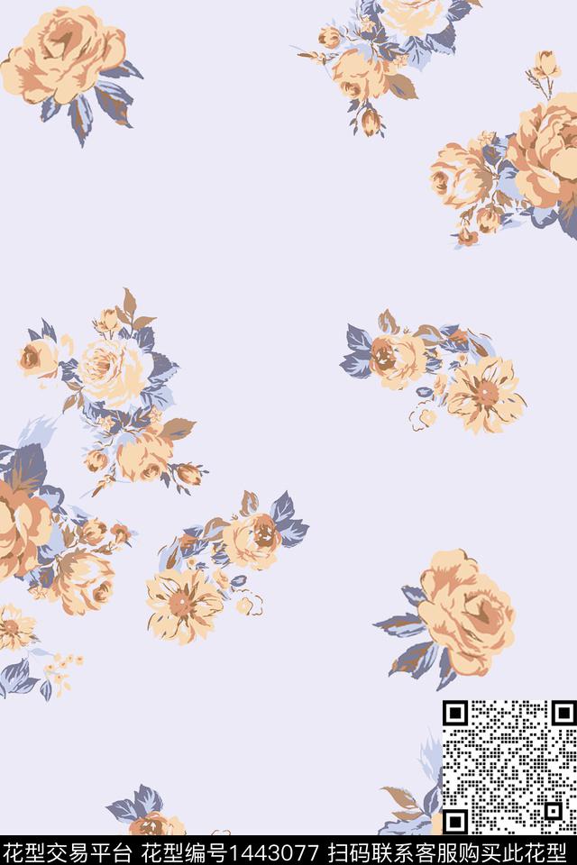 花卉满版散花小碎花传统印花花型下载（图片编号: 1443077） - 瓦栏（Walan）