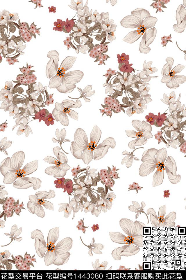 花卉满版散花小碎花传统印花花型下载（图片编号: 1443080） - 瓦栏（Walan）