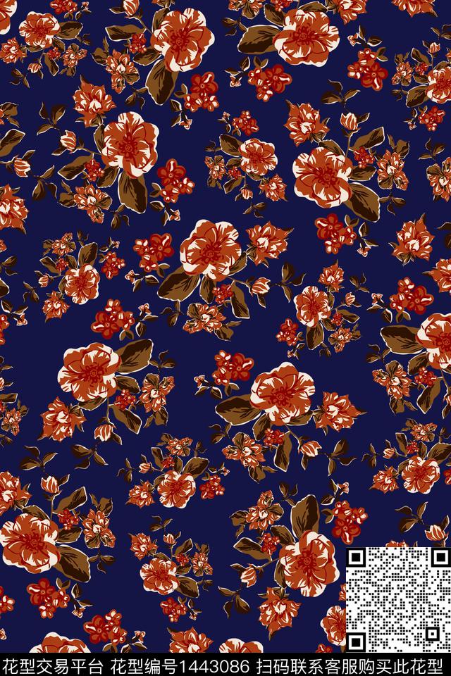 花卉满版散花小碎花传统印花花型下载（图片编号: 1443086） - 瓦栏（Walan）