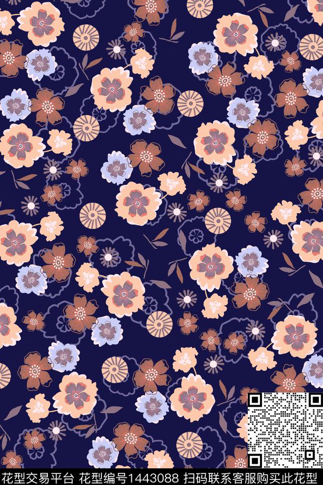 花卉满版散花小碎花传统印花花型下载（图片编号: 1443088） - 瓦栏（Walan）
