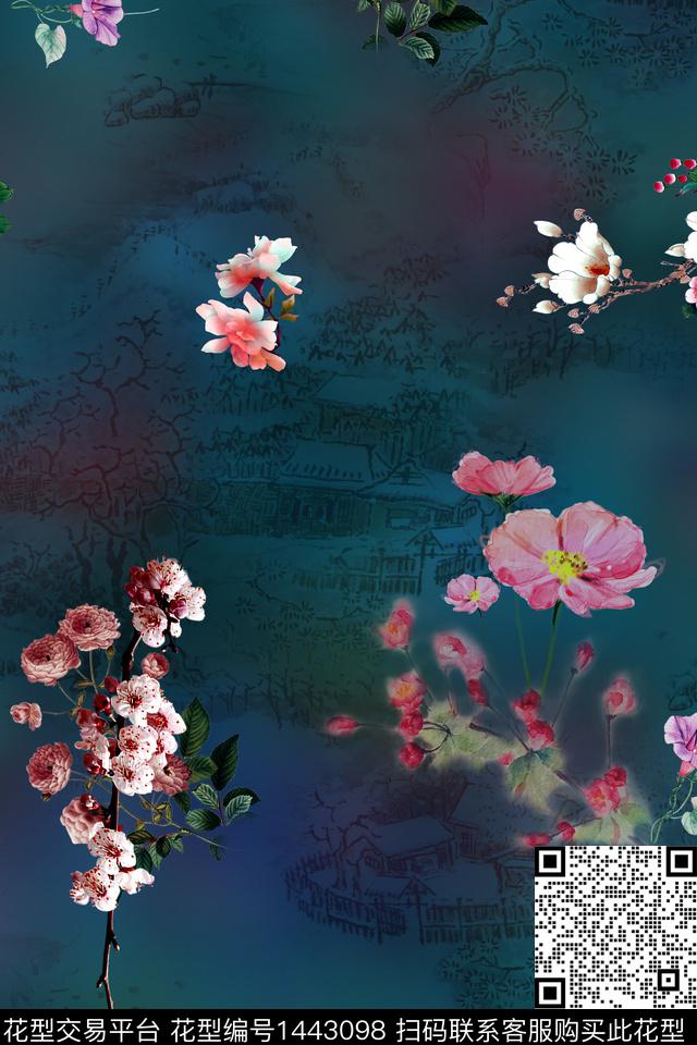 香云纱旗袍中国风数码印花花型下载（图片编号: 1443098） - 瓦栏（Walan）