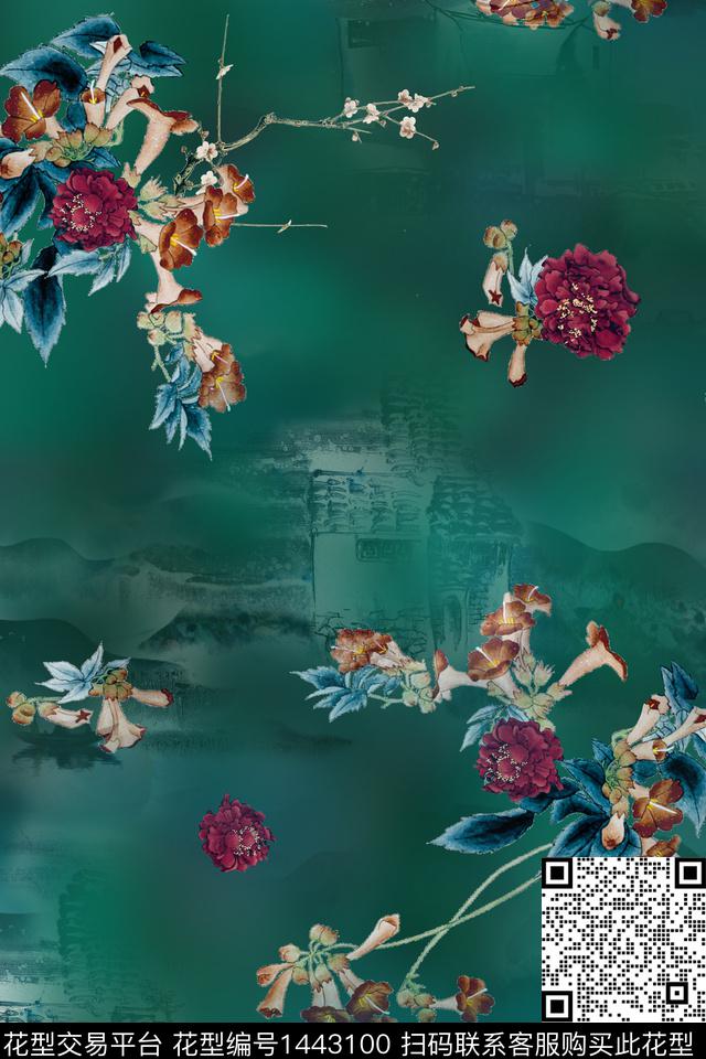 香云纱旗袍中国风数码印花花型下载（图片编号: 1443100） - 瓦栏（Walan）