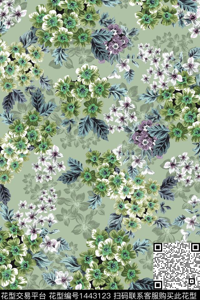 数码花型花卉香云纱数码印花花型下载（图片编号: 1443123） - 瓦栏（Walan）