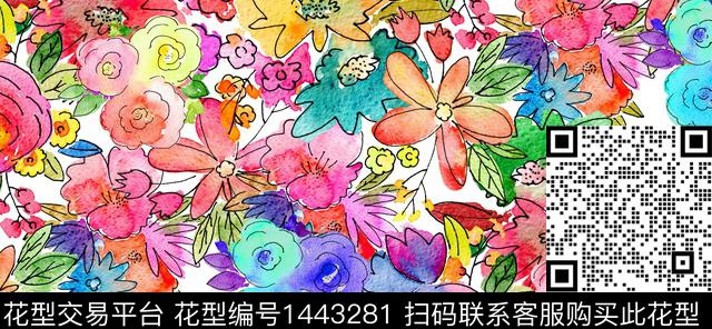 A-10.jpg - 1443281 - 扎染花型 花卉 大牌风 - 数码印花花型 － 女装花型设计 － 瓦栏