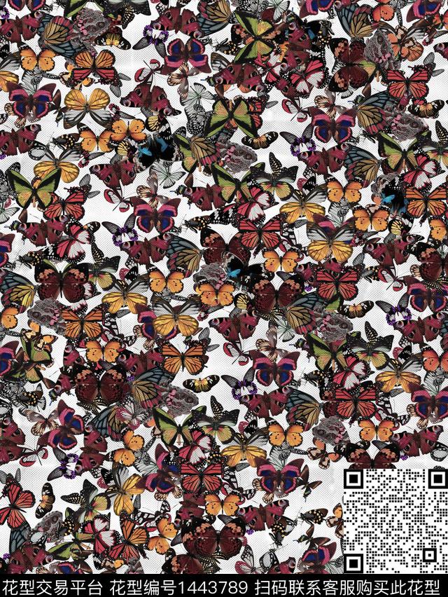 蝴蝶.jpg - 1443789 - 数码花型 昆虫 蝴蝶 - 数码印花花型 － 女装花型设计 － 瓦栏