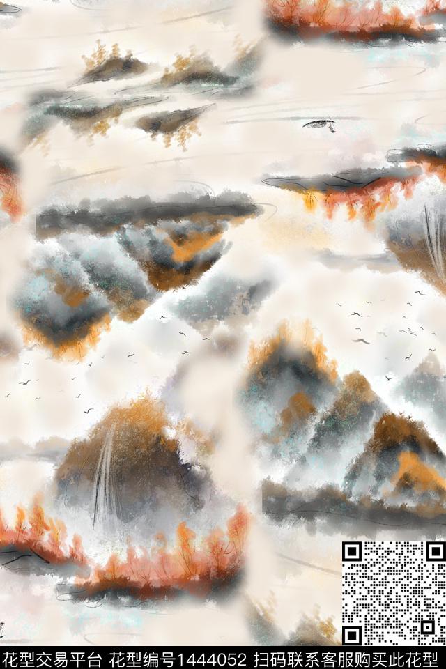 香云纱旗袍中国风数码印花花型下载（图片编号: 1444052） - 瓦栏（Walan）