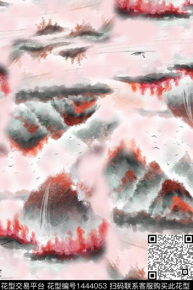香云纱旗袍中国风数码印花花型下载（图片编号: 1444053） - 瓦栏（Walan）