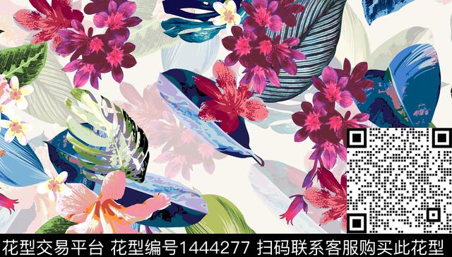 趋势花型花卉大牌风数码印花花型下载（图片编号: 1444277） - 瓦栏（Walan）