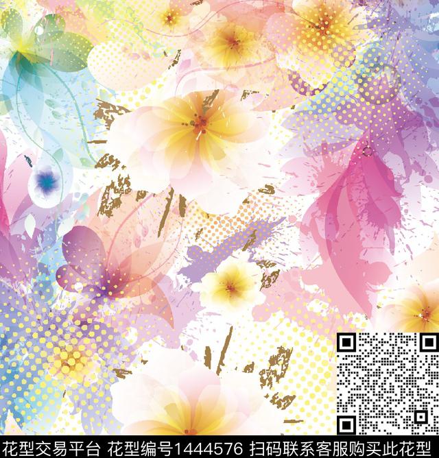 011.jpg - 1444576 - 几何花卉 棕榈树 巴西风 - 数码印花花型 － 女装花型设计 － 瓦栏