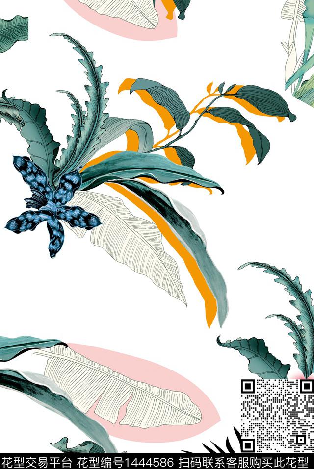 019.jpg - 1444586 - 几何花卉 棕榈树 巴西风 - 数码印花花型 － 女装花型设计 － 瓦栏