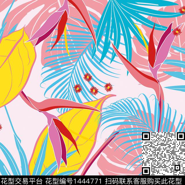 26.jpg - 1444771 - 棕榈树 热带花型 几何风 - 数码印花花型 － 女装花型设计 － 瓦栏