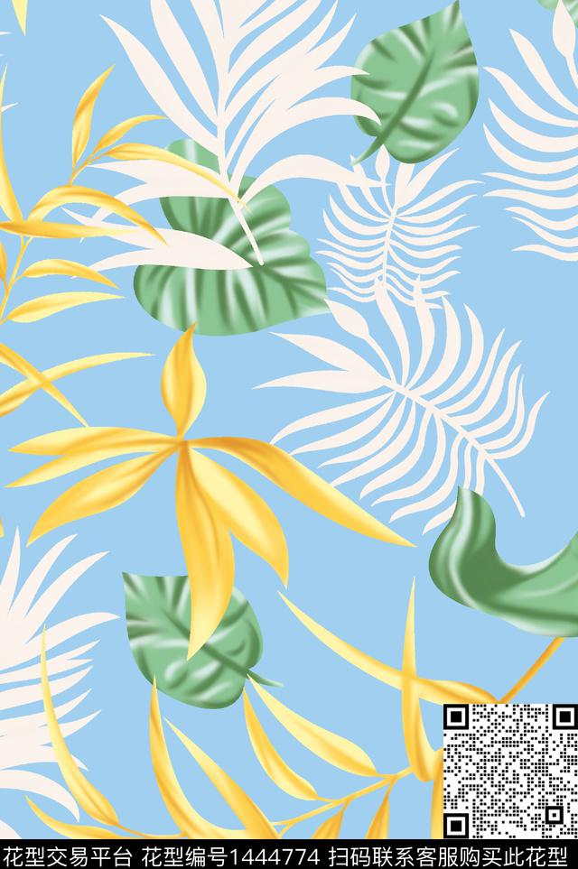 30.jpg - 1444774 - 棕榈树 热带花型 几何风 - 数码印花花型 － 女装花型设计 － 瓦栏