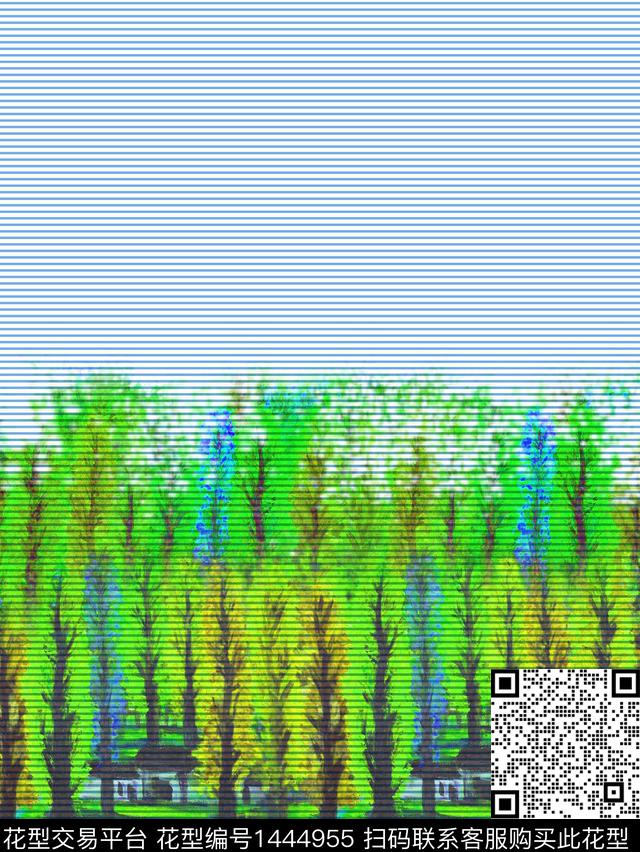 条+树OK.jpg - 1444955 - 田园 树林 数码定位花 - 数码印花花型 － 男装花型设计 － 瓦栏