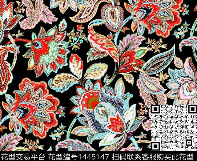 数码花型女装大牌风数码印花花型下载（图片编号: 1445147） - 瓦栏（Walan）