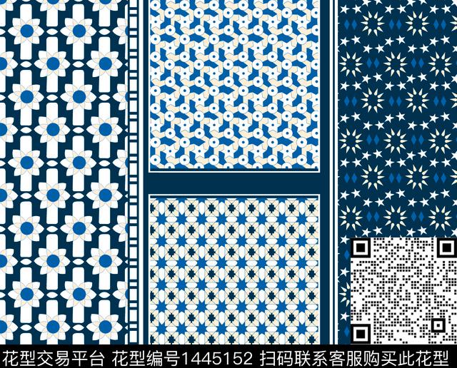 字母几何格子数码印花花型下载（图片编号: 1445152） - 瓦栏（Walan）